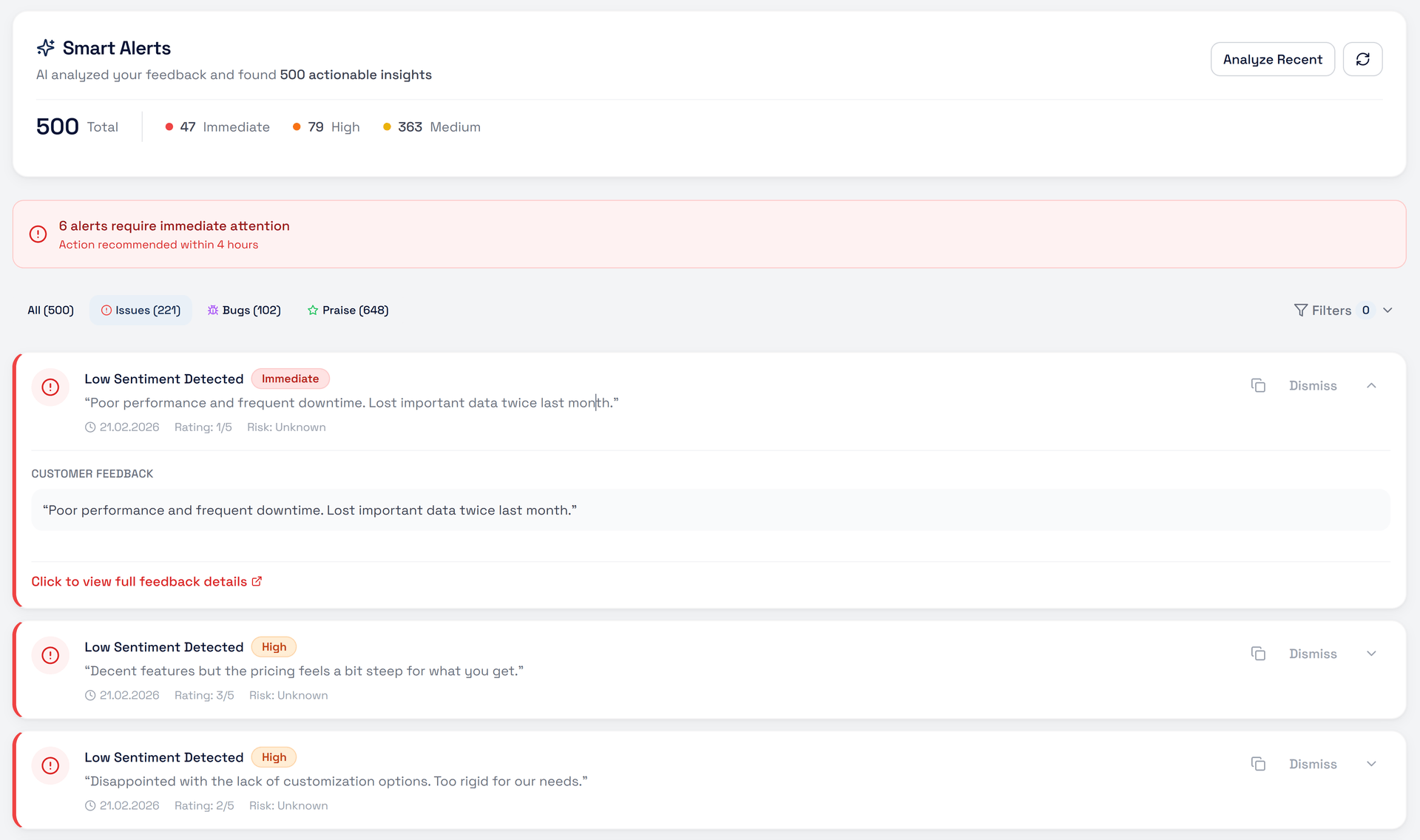 Smart Triggers - FeedSense feature screenshot